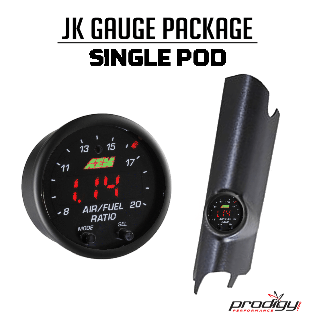 Jeep Wrangler JK Wideband AFR Gauge & Double Pod Kit (A-Pillar)